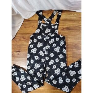 SMASH + TESS Floral Black Romperalls Overalls Small Jogger Ankle Pockets Tencel